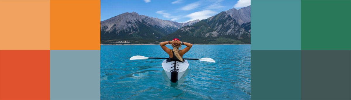 Canoeist and eight colored squares. Photo: Kalen Emsley