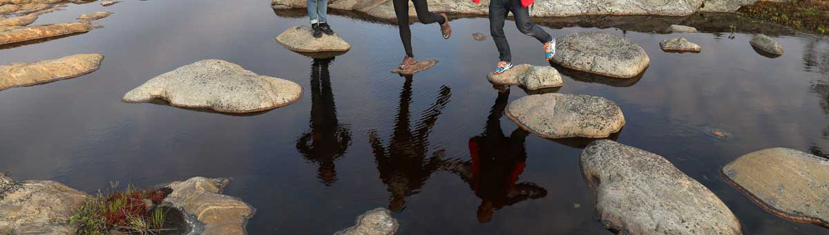 Reflection of three persons.